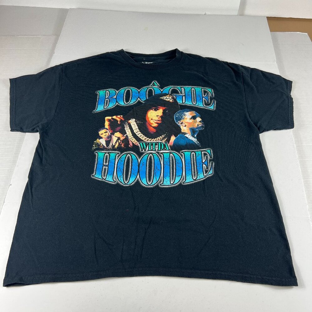 A Boogie With The Hoodie Rap Shirt Adult Extra Large Black Faded Short Sleeve